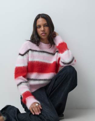 Asos Design Crew Neck Boxy Sweater In Multi