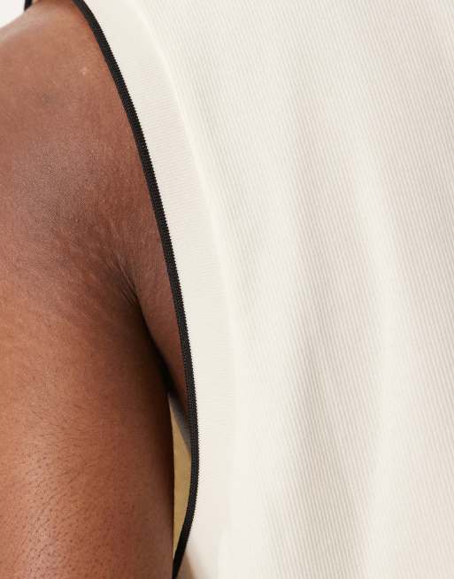 ASOS DESIGN crew neck boxy tank in cream rib , 3 of 4