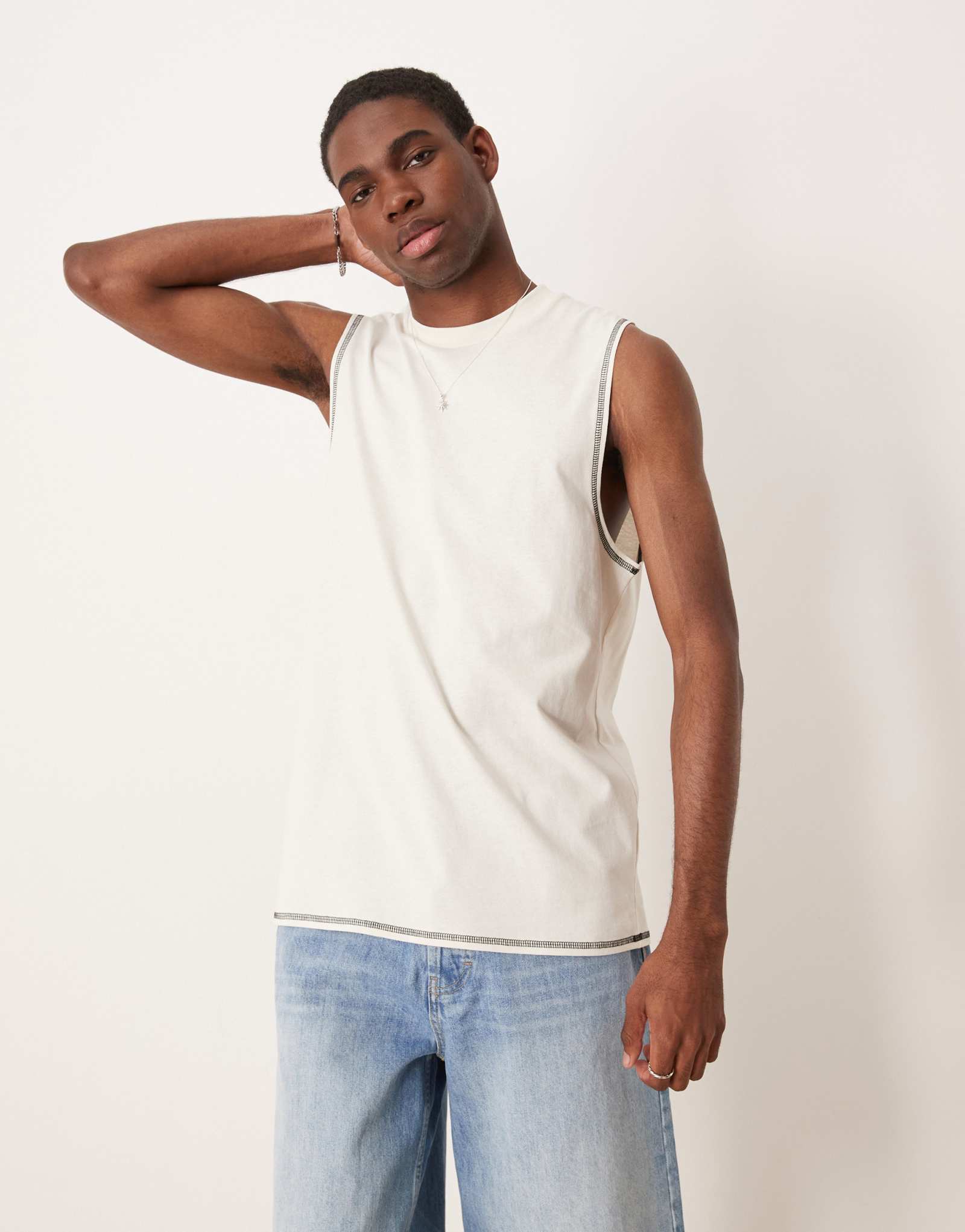  Майка свободная с круглым вырезом ASOS DESIGN бежевая