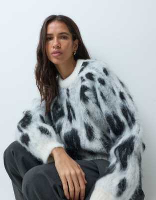 Asos Design Crew Neck Brushed Sweater In White