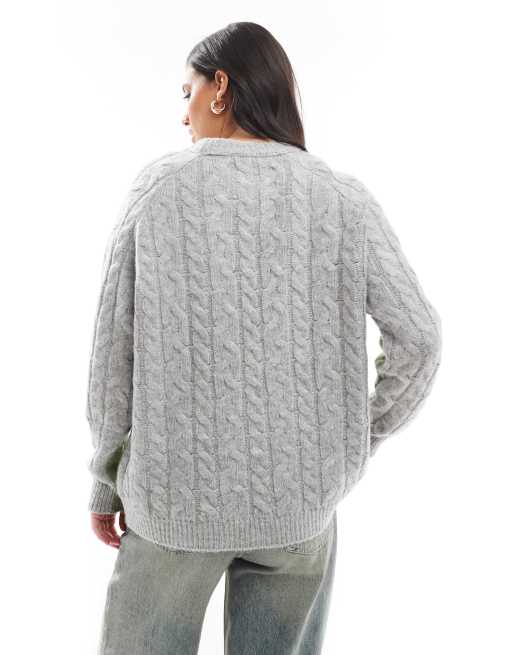 Heavyweight colorblock cable crewneck sweater hotsell
