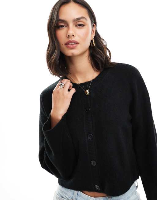 ASOS Design Crew Neck Cardigan in Black