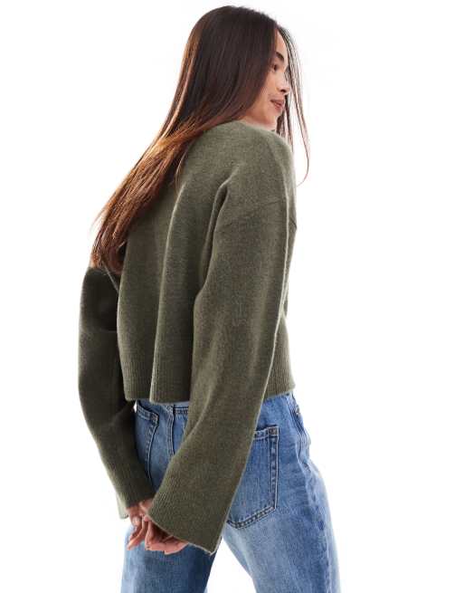 ASOS DESIGN - Vest met ronde hals in kaki