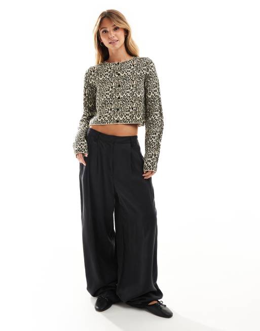 ASOS DESIGN crew neck cardigan in leopard print | ASOS