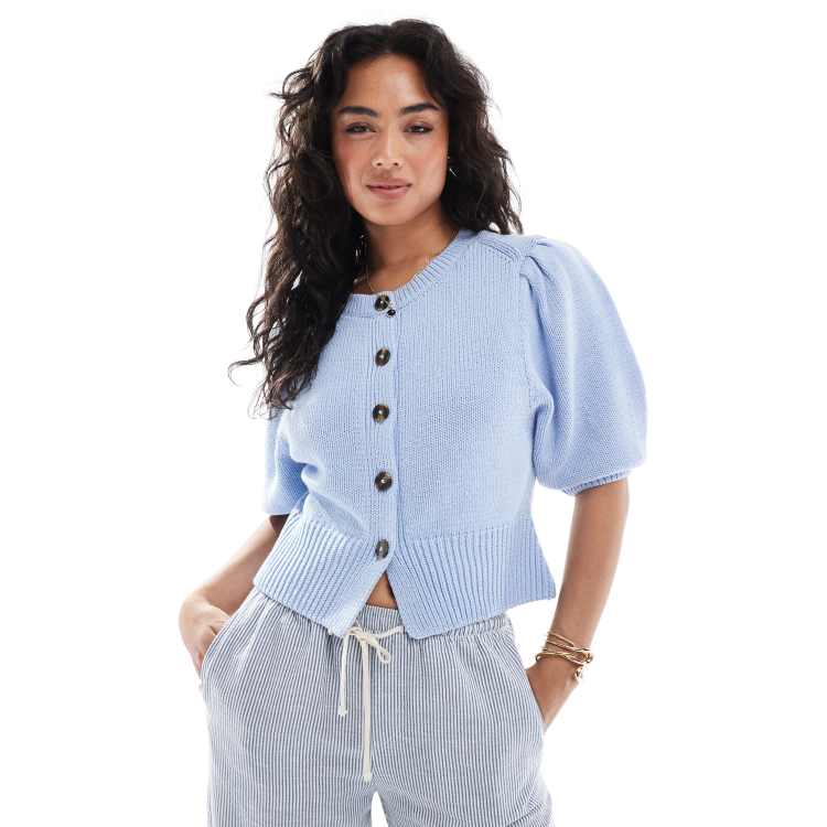 トップス andwang Puff sleeve cardigan トップス andwang Puff sleeve cardigan Crystal Button Puff