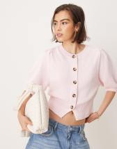 & Other Stories midi dress with side slits and volume sleeves in pink