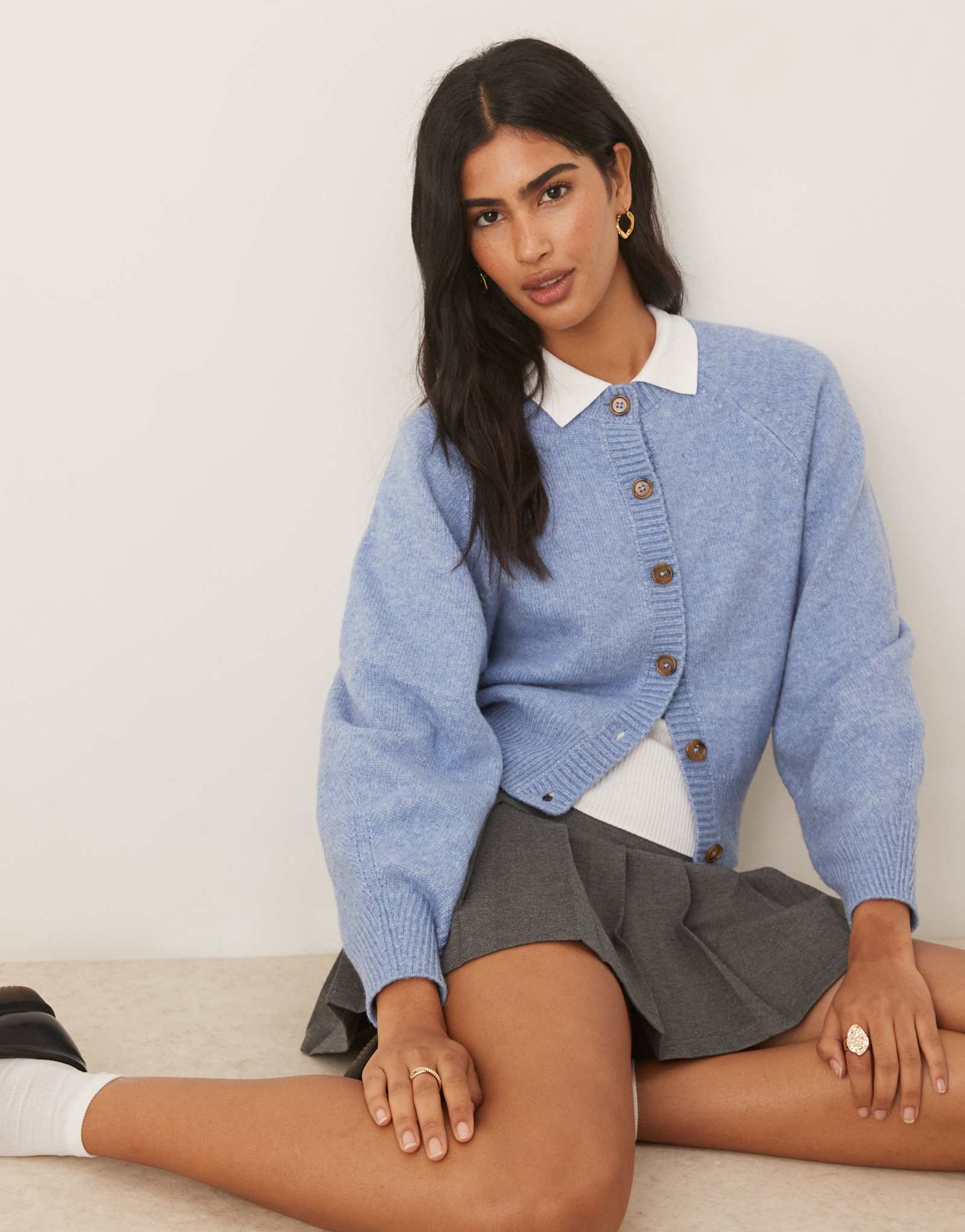 ДИЗАЙНЕРСКИЙ кардиган ASOS с круглым вырезом и рукавами реглан синего цвета