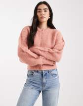 Topshop rib knit balloon sleeves sweater in gray