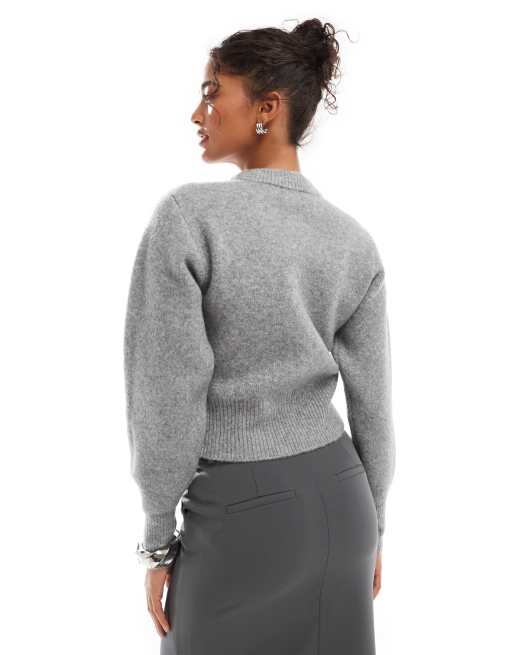 ASOS DESIGN crew neck compact cardigan in grey | ASOS