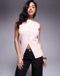 [ASOS DESIGN] ASOS DESIGN crew neck compact knit waistcoat in soft pink XS Light pink