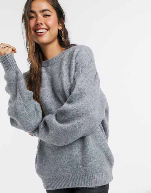 ASOS DESIGN crew neck fluffy oversized jumper