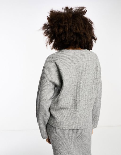 ASOS DESIGN smart co-ord wool look track jacket in grey melange
