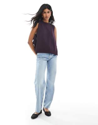 Asos Design Crew Neck Knit Tabard Tank Top With Tie Sides