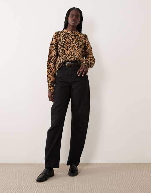 ASOS DESIGN crew neck leopard print sweater in brown, 4 of 4