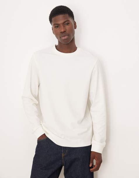 ASOS DESIGN crew neck long sleeve t-shirt in cream boucle  - view 1