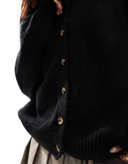 ASOS DESIGN crew neck longline cardigan in black