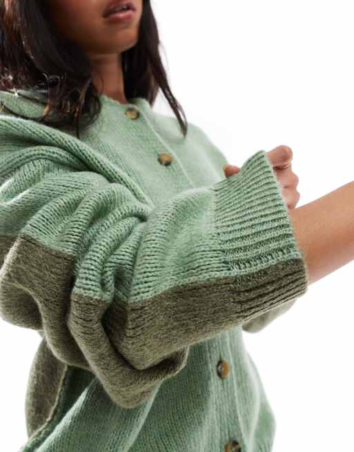 ASOS DESIGN crew neck longline cardigan in sage