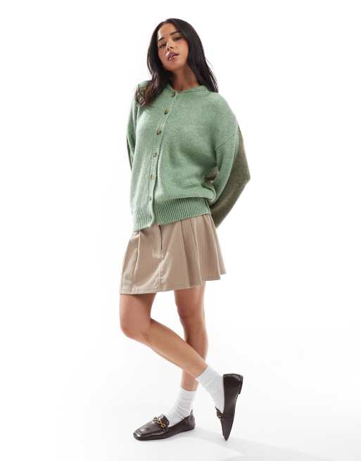 ASOS DESIGN crew neck longline cardigan in sage