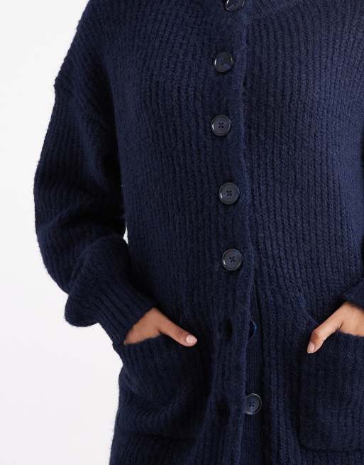 ASOS DESIGN crew neck longline knit cardigan in navy