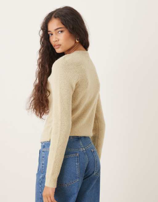 ASOS DESIGN crew neck micro cardigan in pistachio, 3 of 4