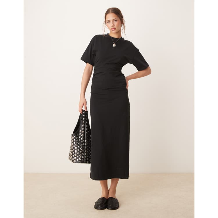 ASOS DESIGN crew neck midaxi T-shirt dress with ruched sides