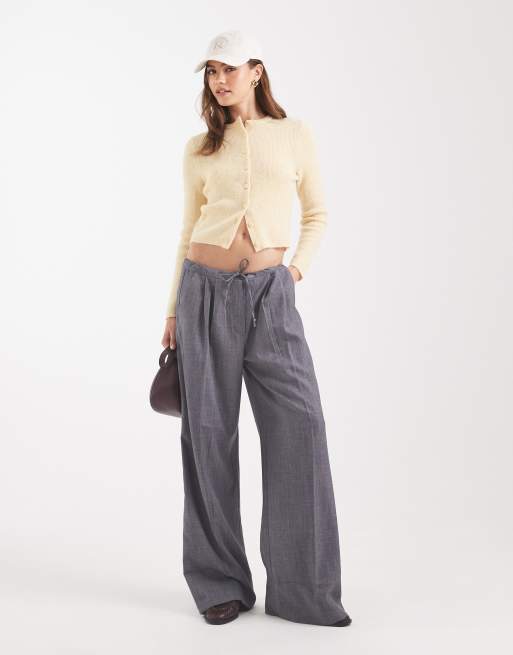 ASOS DESIGN crew neck relaxed fitted cardigan in buttermilk