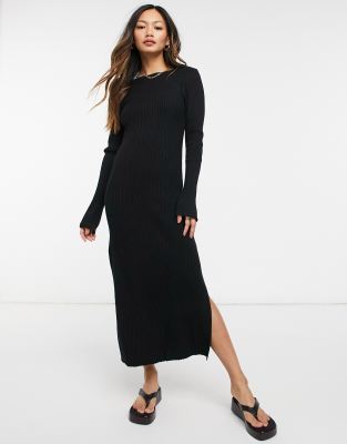 ASOS DESIGN crew neck ribbed midi dress | ASOS