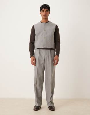 Asos Design Crew Neck Suit Vest In Gray