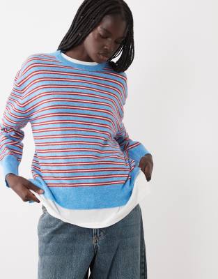 Asos Design Crew Neck Sweater In Multi