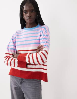 Asos Design Crew Neck Sweater In Multi