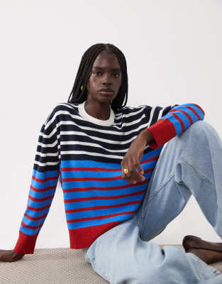Asos Design Crew Neck Sweater In Multi