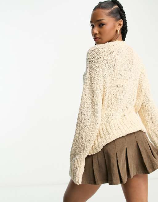 BOUCLÉ KNIT SWEATER - Ecru