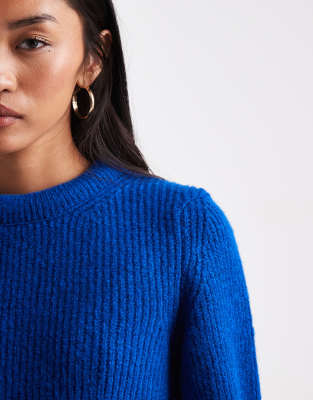 Asos Design Crew Neck Sweater With Bell In Blue