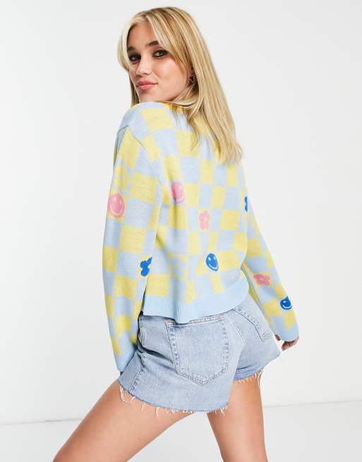 ASOS DESIGN crew neck sweater with checkerboard pattern | ASOS