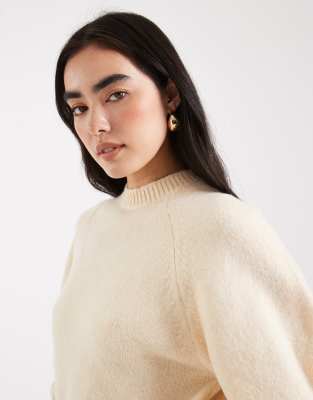 Asos Design Crew Neck Sweater With Raglan Detail In Yellow
