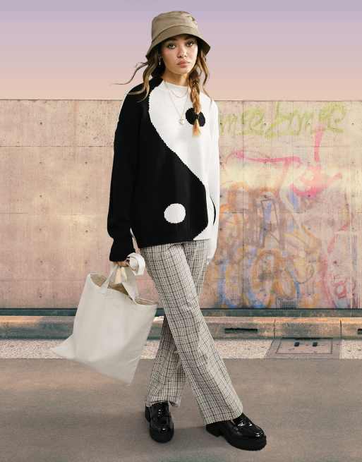 ASOS DESIGN crew neck sweater with yin yang print