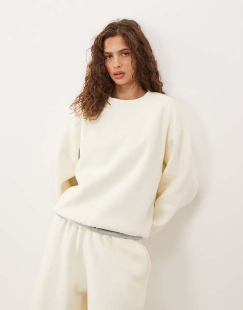 ASOS DESIGN crew neck sweatshirt co-ord in cream - view 1