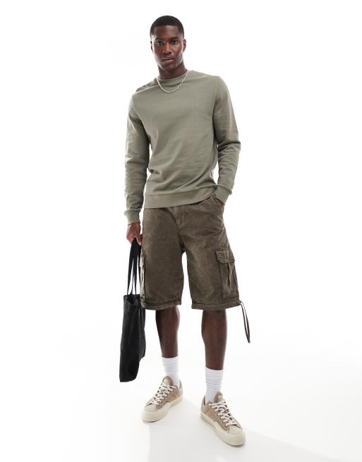 ASOS DESIGN crew neck sweatshirt in khaki ASOS