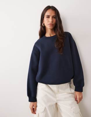 Asos Design Crew Neck Sweatshirt In Blue