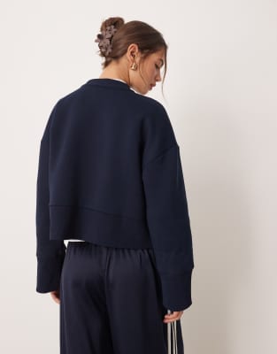 Asos Design Crew Neck Sweatshirt In Blue