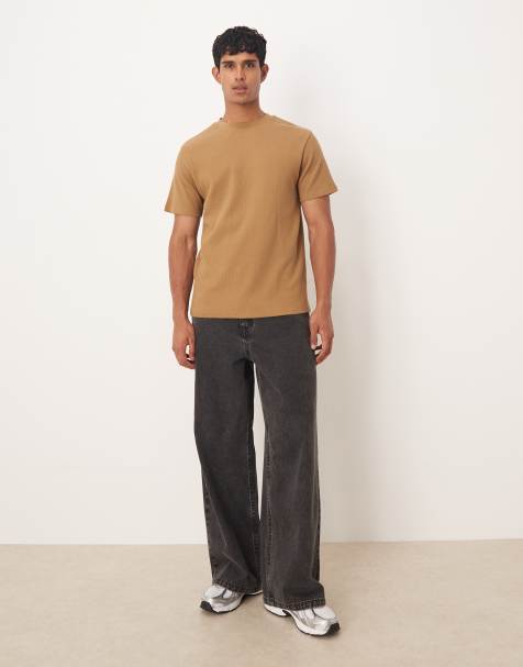 ASOS DESIGN crew neck t-shirt in brown waffle - view 2