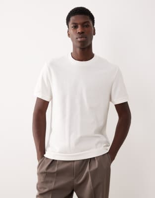 ASOS DESIGN crew neck T-shirt in light gray pique-White