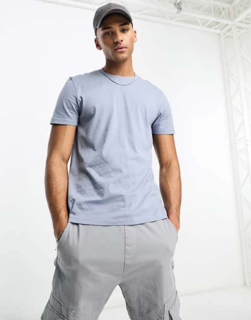 ASOS DESIGN crew neck t-shirt in washed blue 