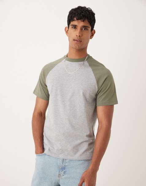 ASOS DESIGN crew neck t-shirt with contrast detail in grey marl - view 1