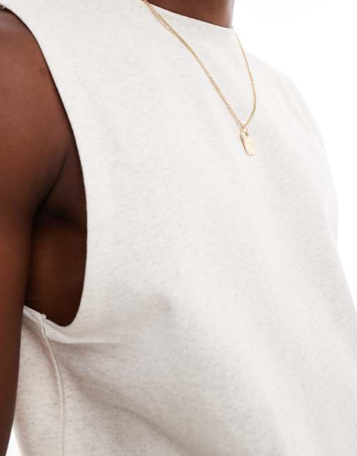 ASOS DESIGN crew neck tank in beige heather