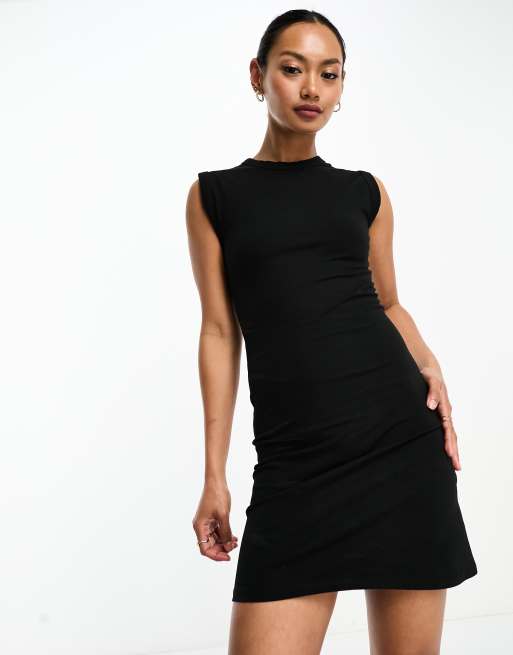 Messina Black Mock Neck Fitted Dress