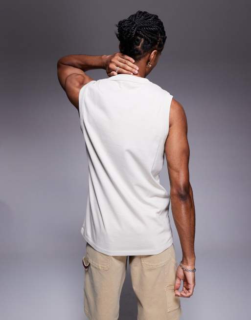 ASOS DESIGN crew neck tank top in stone , 2 of 4