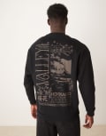 [ASOS DESIGN] ASOS DESIGN crew sweat with chest and back print in black 2XS BLACK