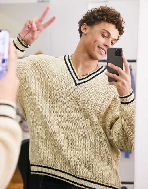 ASOS DESIGN - Crickettrui met ribbels in vissersstijl met in beige