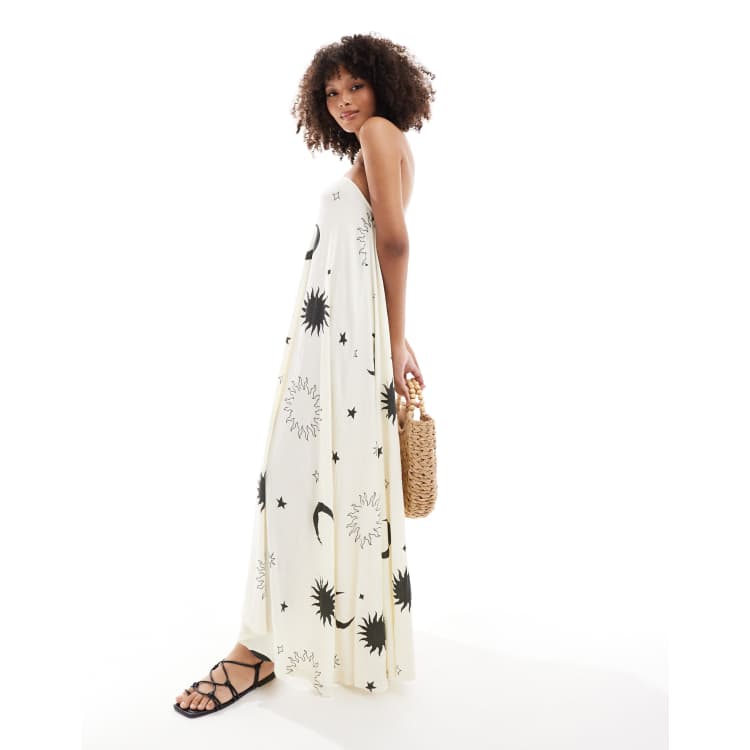 ASOS DESIGN crinkle bandeau maxi dress in celestial print | ASOS
